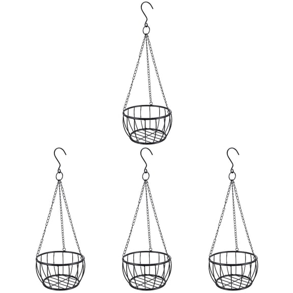 BERTDOMD 4pcs Hanging Basket Design Flowerpot Holder Iron Wall Ornament Plant Display Rack