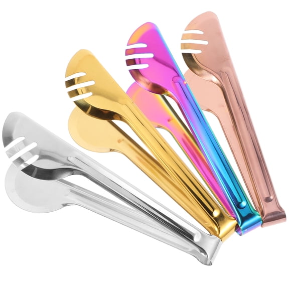 EXHUMKY BERTDOMD 4pcs Stainless Steel Food Tongs for Serving and Cooking Multi Color