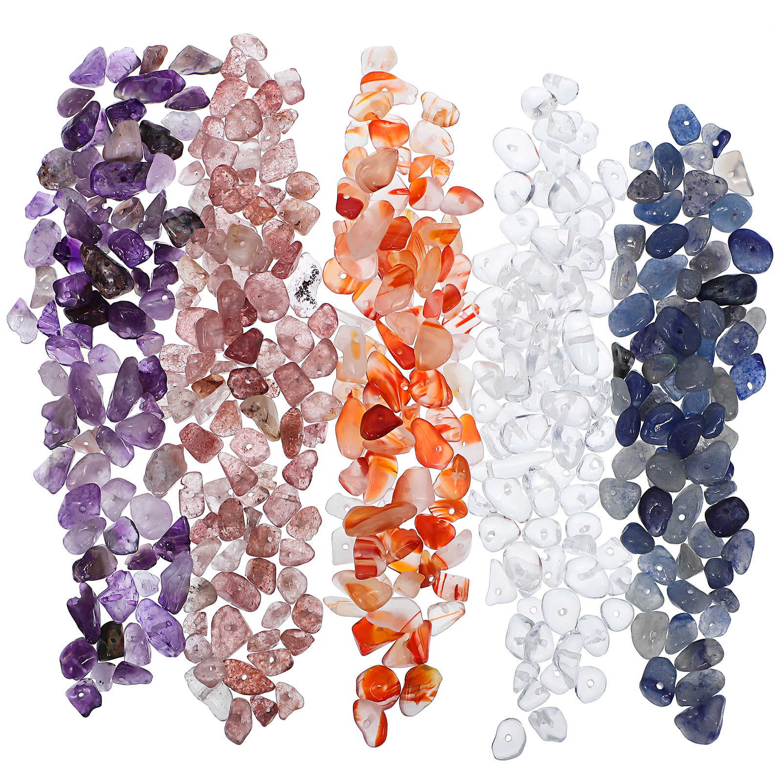 EXHUMKY 5 Pack Assorted Color Stone Beads for Jewelry Making, Craft Supplies, Accessories and Beading Projects
