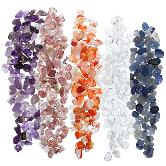 EXHUMKY 5 Pack Assorted Color Stone Beads for Jewelry Making, Craft Supplies, Accessories and Beading Projects