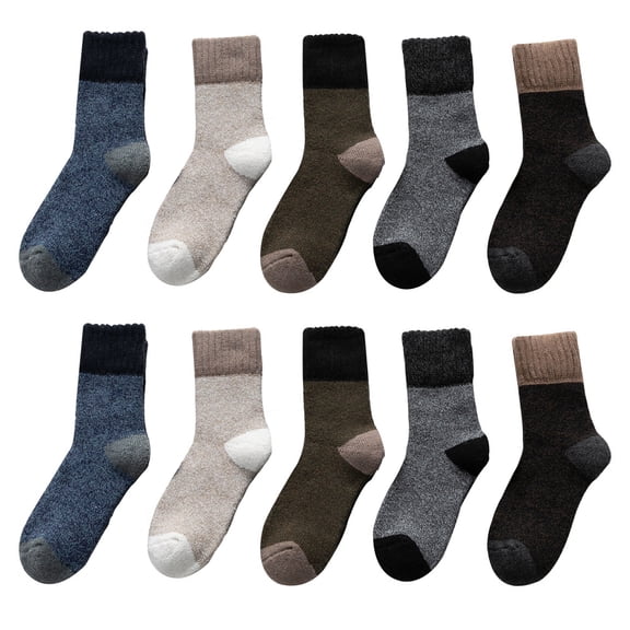 EXHUMKY BERTDOMD 5 Pairs Men’s Warm Cotton Hiking Socks Breathable Winter Outdoor Sports Socks 9.8×3.9×0.4in