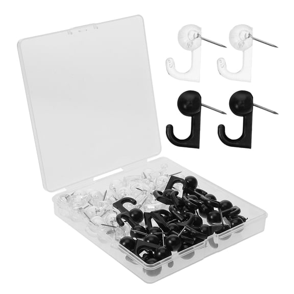 BERTDOMD 50-Pack Thumbtacks with Hooks, Push Pins for Bulletin Boards, Photo Hanging, Cork Board Supplies, Easy to Use and