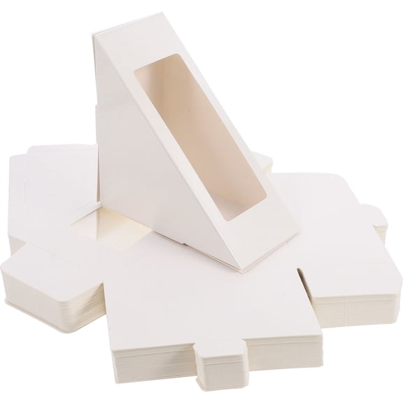 EXHUMKY BERTDOMD 50pcs Clear Window Display Packaging for Sandwiches and Desserts White Paper