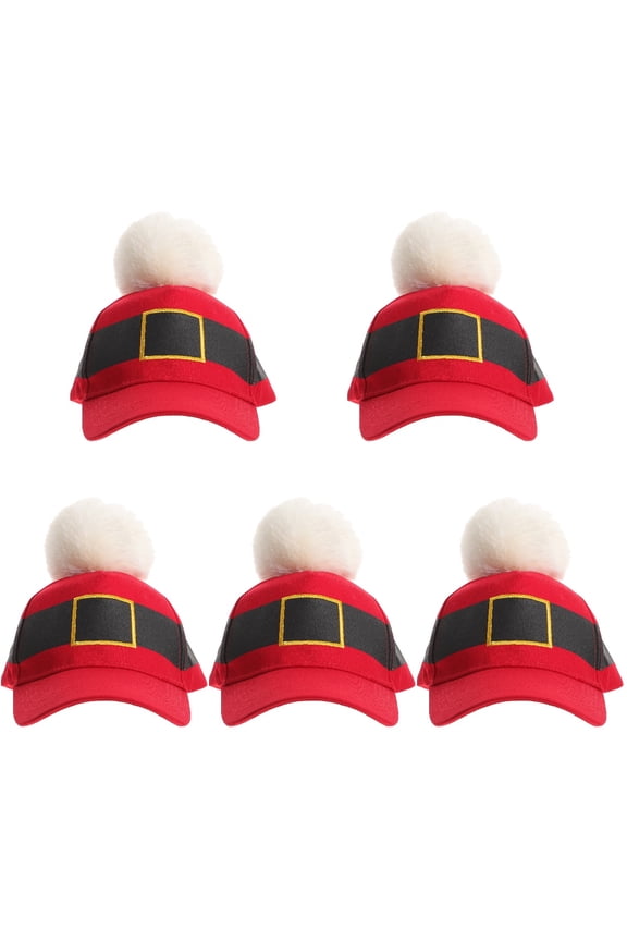 5pcs Christmas Baseball Caps with Plush Pom Pom Holiday Hats for Boys Girls Women Men