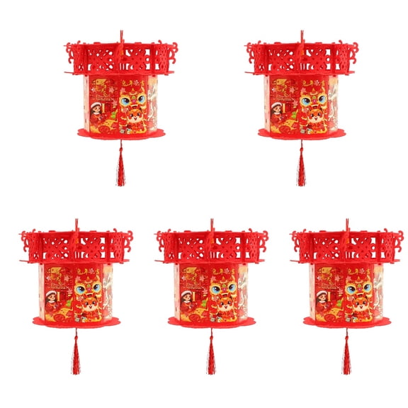 EXHUMKY BERTDOMD 5Pcs DIY Red New Year Festival Lantern for Decoration