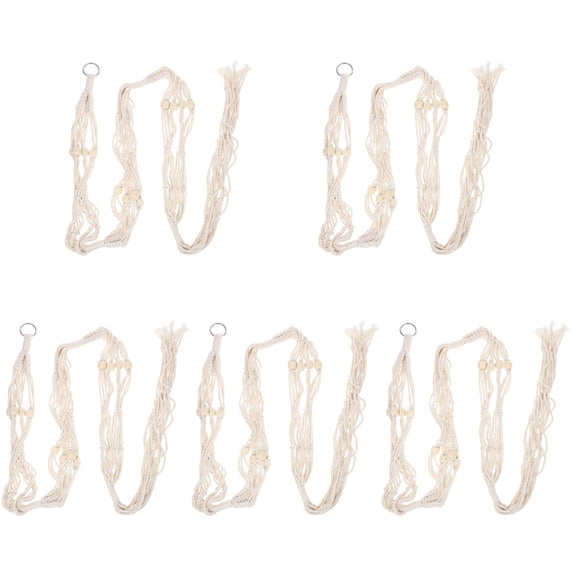 BERTDOMD 5pcs Bohemian Plant Hanger with Wooden Beads Rope for Indoor Outdoor Flowerpot Decoration
