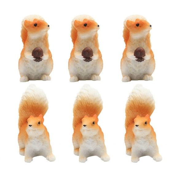 BERTDOMD 6-Pack Cute Simulated Squirrel Ornaments for Christmas Tree Decoration, Orange Squirrel Figurines Set