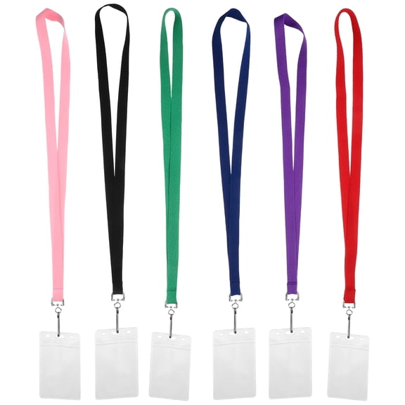 EXHUMKY BERTDOMD Secure Storage Name Badge Holders 6-Pack PVC Card Sleeves with Lanyards for Office Events