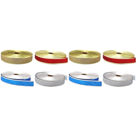 BERTDOMD 8-Piece Holiday Ribbon Set with Glitter Strips for Christmas Wrapping, Crafts, Home Decor, Baking, Red Accents