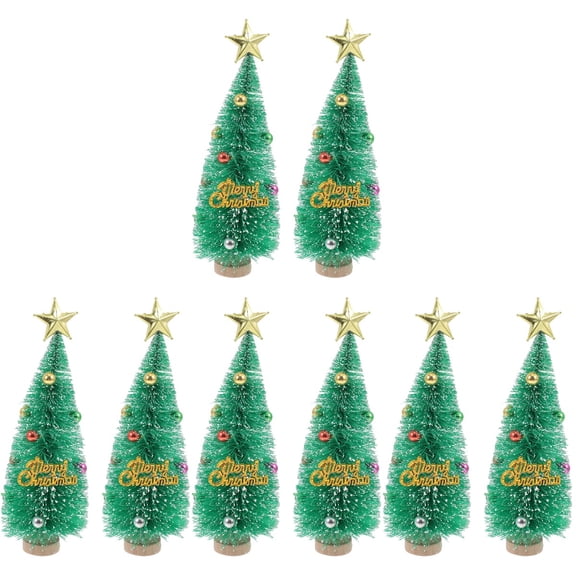 EXHUMKY BERTDOMD 8 Mini Xmas Trees Desktop Decors for Kids and New Year Parties