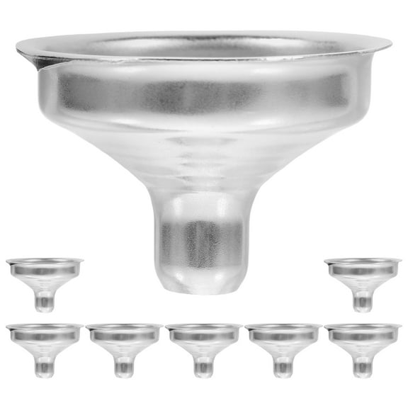 EXHUMKY BERTDOMD 8-Piece Small Stainless Steel Funnels Set for Kitchen and Household Use, Metal