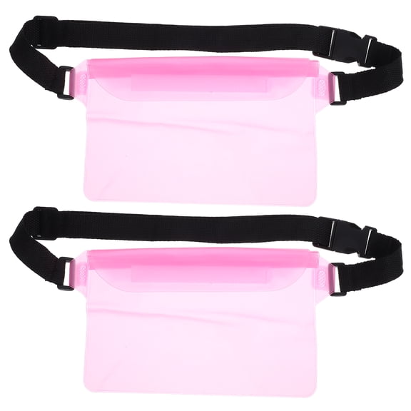 BERTDOMD Adjustable Waterproof Waist Bag - 2pcs Waterproof Pouch For Swimming Kayaking And Beach Activities Protects Phone And Valuables Pink