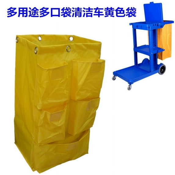 JECOMPRIS Cleaning Cart Bag Replacement Janitorial Cart Bag with Pockets Cleaning Cart Bags Trash Collection Janitorial Bags