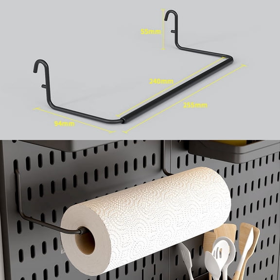 EXHUMKY Iron Peg Board Tool Hanger Black Metal Wall Mount Organizer 9.94 x 3.93 x 2.16 inches