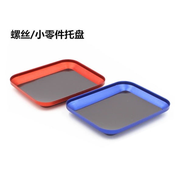 EXHUMKY Magnetic Tool Parts Pad Screw Storage Tray Red Aluminum Alloy 1 Set