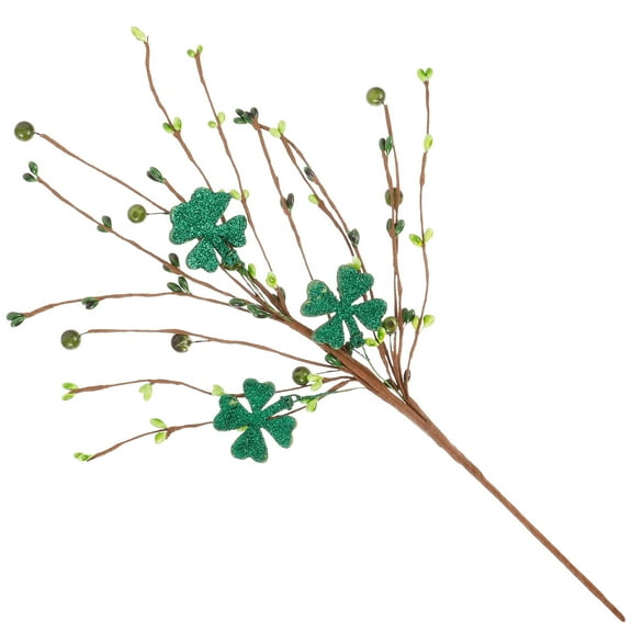 BERTDOMD St. Patrick's Day Branch Four Leaf Clover Pick Artificial Shamrock Fake Greenery Plant Twig