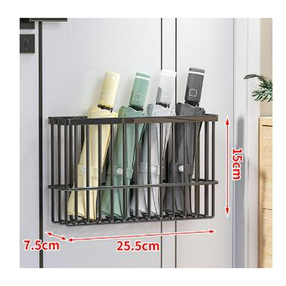 BERTDOMD Wall Mounted Wrap Holder And Trash Bag Dispenser Self-Adhesive Storage Basket For Kitchen No Drilling Required For Organizing Black