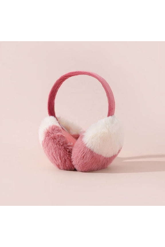Winter Plush Earmuff Headband, Fuzzy Ear Warmers for Cold Weather, Running, Skiing - Watermelon Red