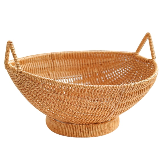 BERTDOMD Handwoven Storage Basket with Handle, Imitation Rattan Bread Basket for Kitchen, Home Organization and Decorative Use