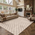 thumbnail image 1 of BERTHMEER 10'x12' Large Area Rugs for Living Room Bedroom Dining Room Office Geometric Modern Checkered Farmhouse Carpets Non Slip Machine Washable, Brown, 1 of 5
