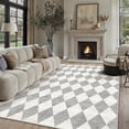thumbnail image 1 of BERTHMEER 10'x14' Area Rugs for Living Room Bedroom Rhombus Checkered Large Rugs Office Dining Room Farmhouse Non Slip Washable Geometric Modern Contemporary Rugs Carpets, Gray, 1 of 6