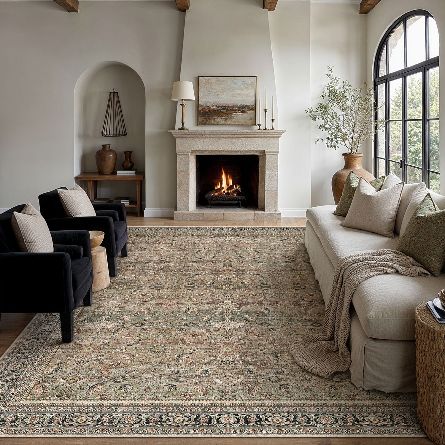 Large Antique Area Rug BERTHMEER 10’x14' Large Vintage Area Rugs Clearance for Living Room ...