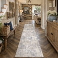 thumbnail image 1 of BERTHMEER 2.6'x10' Long Abstract Runner Rugs for Hallway Kitchen Bedroom Bathroom Entryway Entrance Farmhouse Machine Washable Non-slip Traditional Distressed Rugs, Blue Brown, 1 of 5
