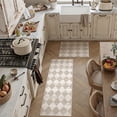 thumbnail image 1 of BERTHMEER 2-Piece Runner Rugs Sets of 2 Carpets for Hallway Kitchen Bedroom Bathroom Entryway Entrance Geometric Modern Rhombus Checkered Contemporary Non Slip Machine Washable, Beige, 2'x3'+2'x6', 1 of 5