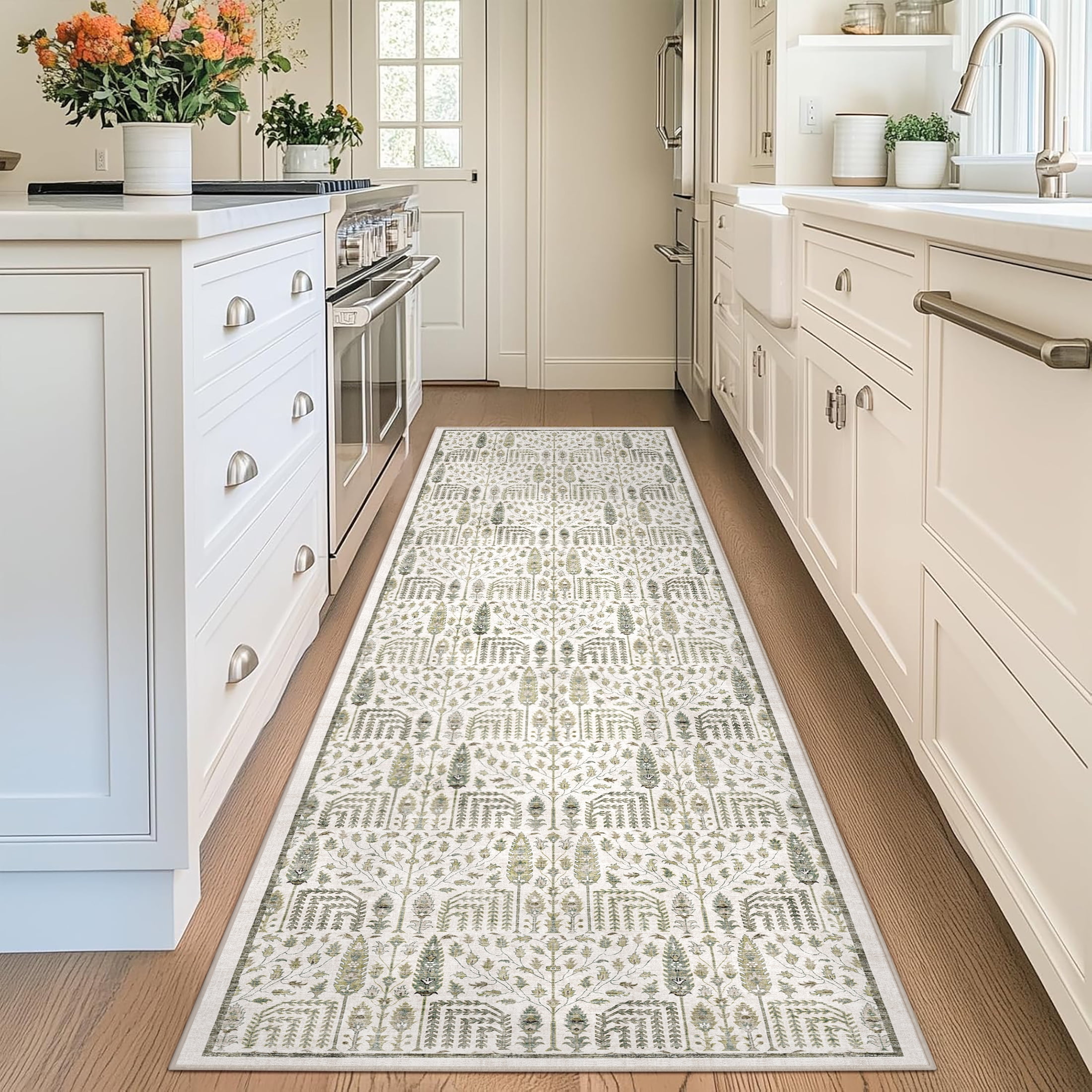 BERTHMEER 2'x10' Green Long Runner Rugs for Hallway Entryway Bathroom ...