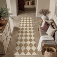 thumbnail image 1 of BERTHMEER 2'x10' Runner Rugs for Hallway Bathroom Bedroom Entryway Kitchen Non Slip Geometric Modern Rhombus Checkered Contemporary Washable Indoor Runner Rugs, Brown, 1 of 5