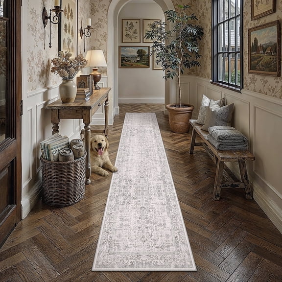 BERTHMEER 2'x10' Washable Runner Rugs for Hallway Kitchen Entryway Non-slip, Gray
