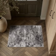 BERTHMEER 2'x3' Black Small Modern Abstract Area Rugs for Bathroom Bedroom Entryway Kitchen Dorm Entrance Non Slip Washa