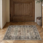 BERTHMEER 2x3 Brown Small Area Rugs for Bathroom Bedroom Entryway Kitchen Dorm Entrance Vintage Non Slip Washable Oriental Traditional Distressed Rugs