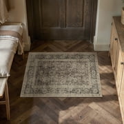 BERTHMEER 2'x3' Golden Brown Small Area Rugs for Bathroom Bedroom Entryway Kitchen Dorm Entrance Vintage Non Slip Washable Oriental Traditional Distressed Rugs
