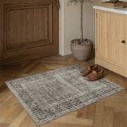 BERTHMEER 2'x3' Mossy Gray Small Area Rugs for Bedroom Entryway Kitchen Dorm Entrance Vintage Non Slip Washable Oriental