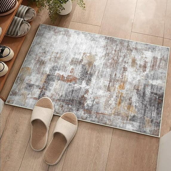BERTHMEER 2'x3' Small Abstract Area Rugs for Entryway Doorway indoor Doormats Machine Washable Non-slip, Gray Multi