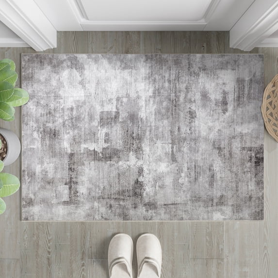 BERTHMEER 2'x3' Small Abstract Area Rugs for Entryway Doorway indoor Doormats Machine Washable Non-slip, Gray