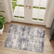 BERTHMEER 2'x3' Small Abstract Area Rugs for Entryway Doorway indoor Doormats Machine Washable Non-slip, Navy Brown