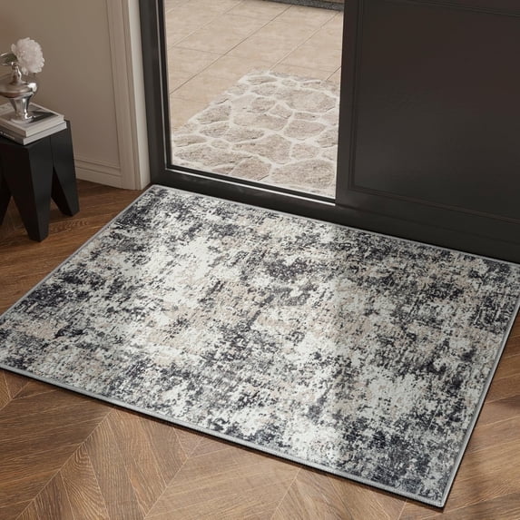 BERTHMEER 2'x3' Small Abstract Area Rugs for Entryway Kitchen Entrance Bedroom indoor Non-Slip Machine Washable 3D Textured Hard Rugs