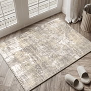 BERTHMEER 2'x3' Small Abstract Area Rugs for Entryway indoor Machine Washable Non-slip, Beige Gray