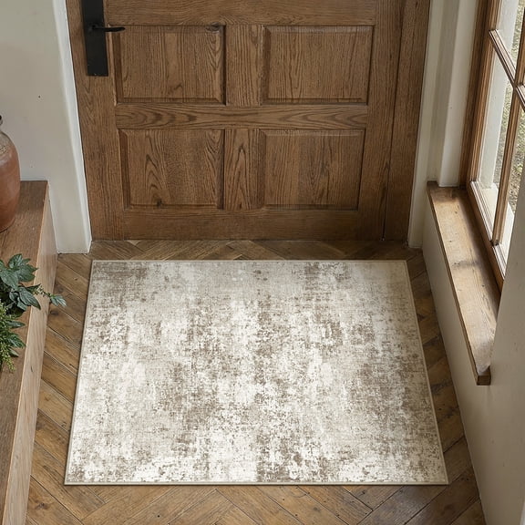 BERTHMEER 2'x3' Small Abstract Area Rugs for Entryway indoor Machine Washable Non-slip, Beige