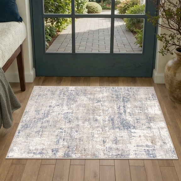 BERTHMEER 2'x3' Small Abstract Area Rugs for Entryway indoor Machine Washable Non-slip, Blue