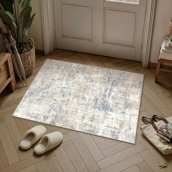 BERTHMEER 2'x3' Small Abstract Area Rugs for Entryway indoor Machine Washable Non-slip, Blue