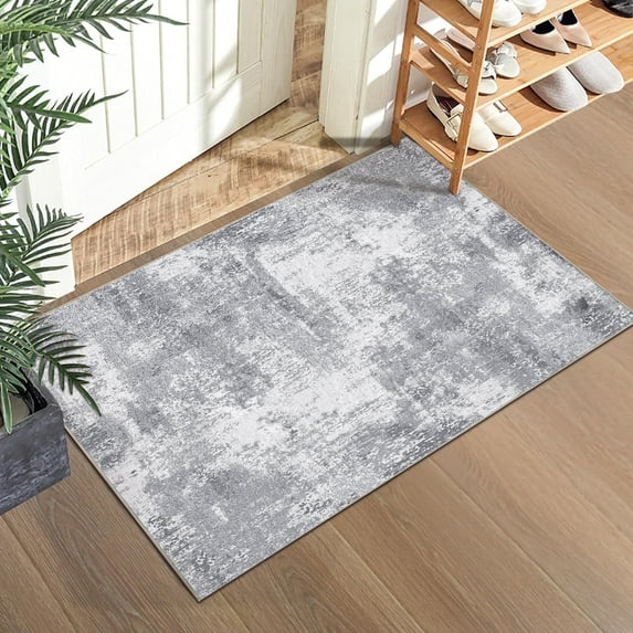 BERTHMEER 2'x3' Small Area Rug for Entryway Kitchen Living Room Bedroom Non-Slip Machine Washable Rugs Indoor,Gray