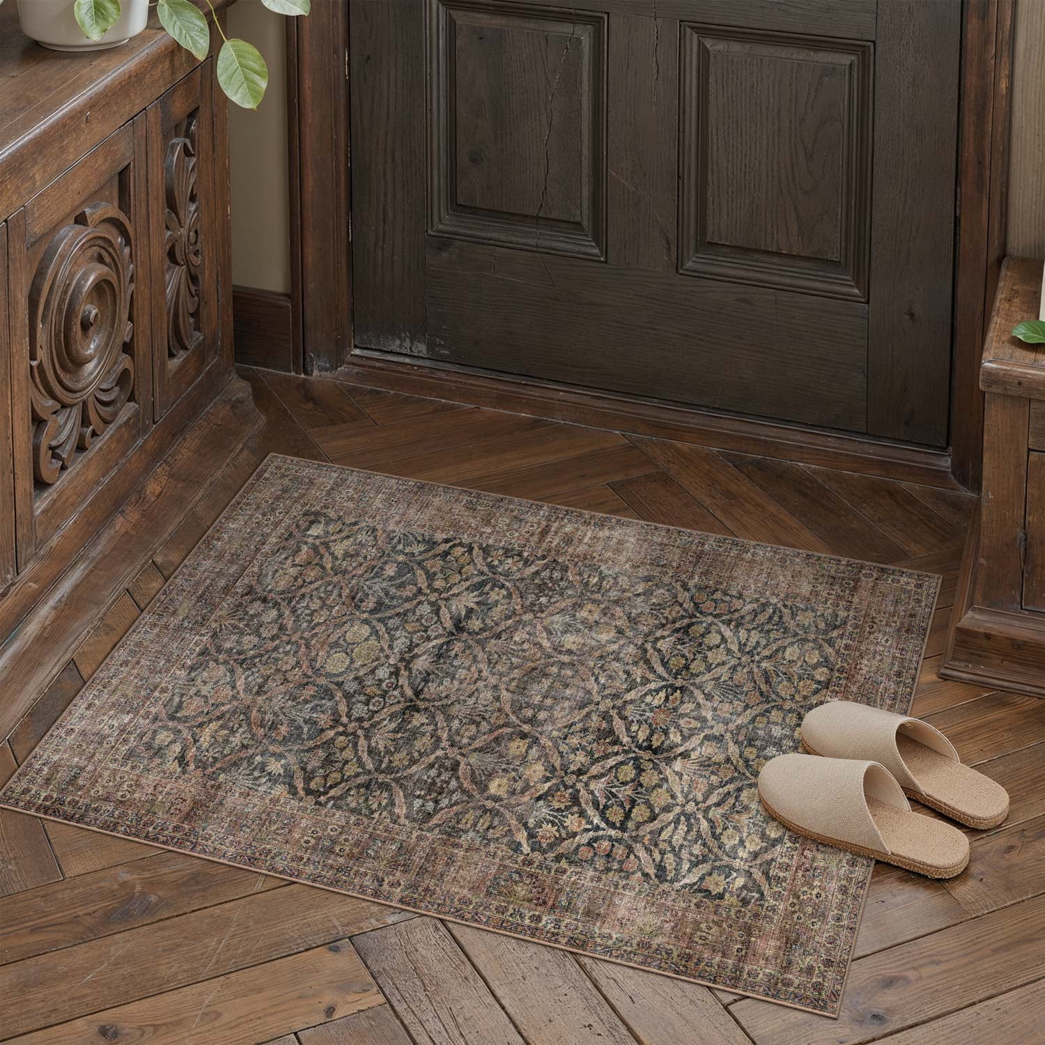 berthmeer 2'x3' small area rugs for doorway kitchen bedroom entryway dorm entrance bathroom vintage non slip washable traditional oriental indoor rugs,navy blue