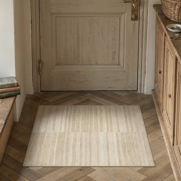 BERTHMEER 2'x3' Small Area Rugs for Entryway Bathroom Bedroom Modern Entrance Laundry Geometric Checkered Pattern Rugs Dorm Beige Non Slip Washable Contemporary Carpets