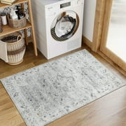 BERTHMEER 2'x3' Small Area Rugs Washable for Entryway Bedroom Doormats indoor Distressed Non-slip, Gray