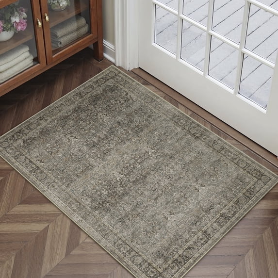 BERTHMEER 2'x3' Small Area Rugs for Bedroom Entryway Kitchen Dorm Entrance Vintage Non Slip Washable Oriental Traditional Rugs,Mossy