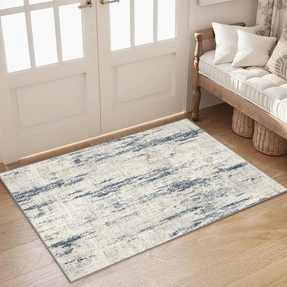 BERTHMEER 2'x3' Small Area Rugs for Entryway Doorway Kitchen Bedrooom Indoor Machine Washable Non-slip Rugs,Blue&Beige