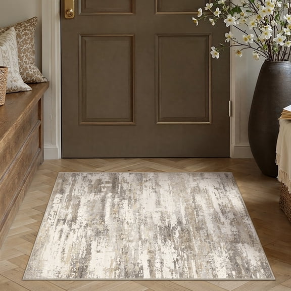 BERTHMEER 2'x3' Small Area Rugs for Entryway Doorway Kitchen Bedrooom Indoor Machine Washable Non-slip Rugs,Brown&Yellow